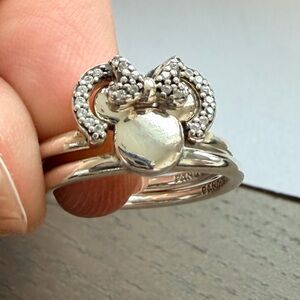 Pandora Disney Stacking Mickey & Minnie Mouse Ring Set (Retired, size 48/US 4.5)